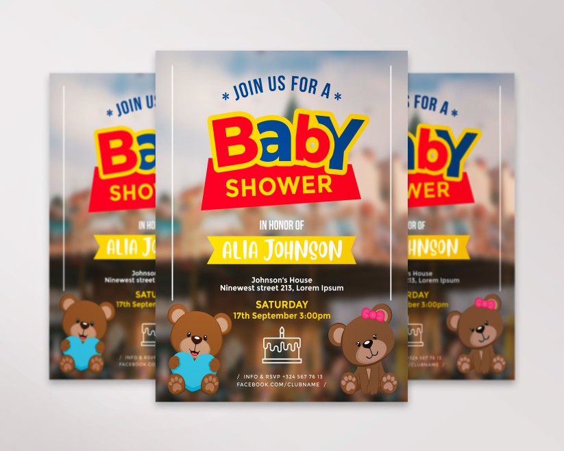 Baby Shower Free Flyer PSD Template 1 Baby Shower Free Flyer PSD Template 1