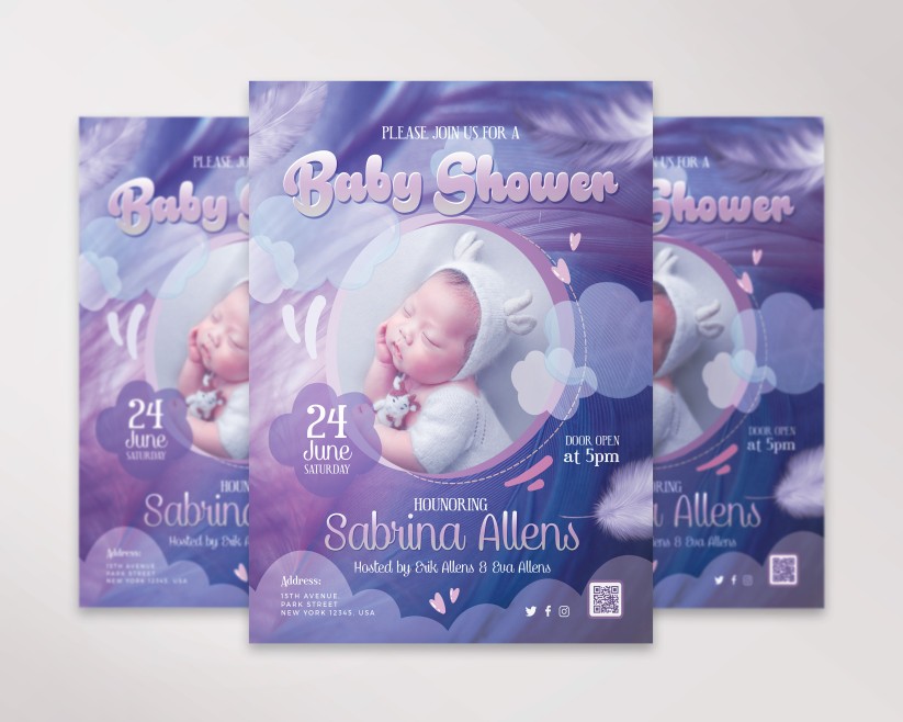 Baby Shower Flyer PSD Template 14 Baby Shower Flyer PSD Template 14