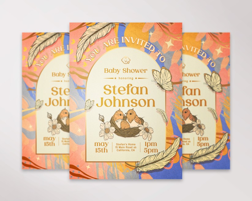 Premium Baby Shower Invitation PSD Template 11 Premium Baby Shower Invitation PSD Template 11