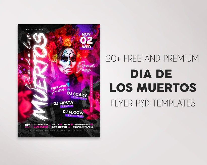 Free Dia de Los Muertos Flyers in PSD + Premium Version | by ElegantFlyer